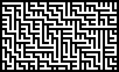 A twisting black-and-white pattern which resembles a maze.