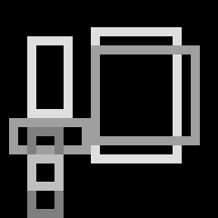 Several gray rectangles randomly positioned on a black field.